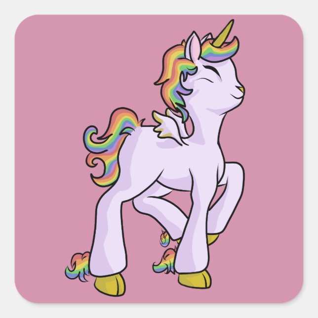 Adesivo Quadrado Rainbow Unicorn! (Frente)