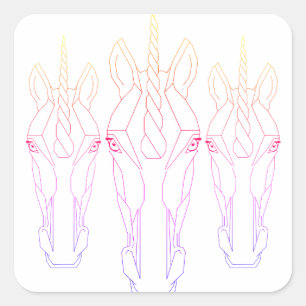 Adesivo Quadrado Rainbow Unicorn Fine Line