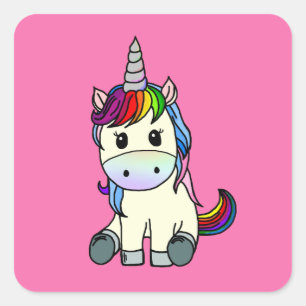 Adesivo Quadrado Rainbow Unicorn Sticker