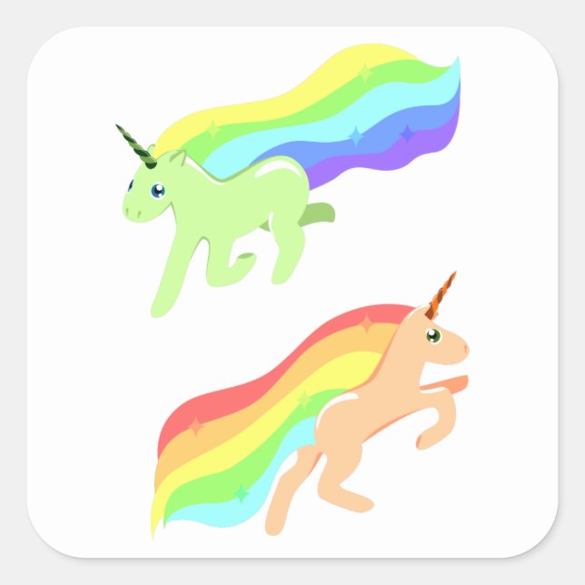 Adesivo Quadrado Rainbow Unicorns (Frente)