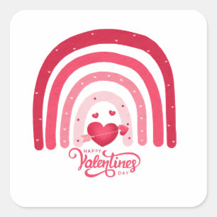 Adesivo Quadrado Rainbow Valentine Day