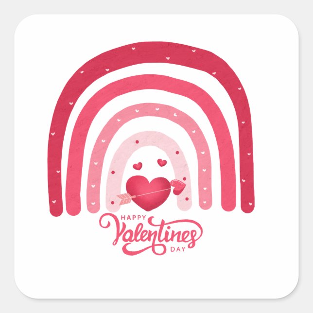 Adesivo Quadrado Rainbow Valentine Day (Frente)