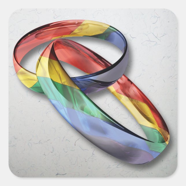 Adesivo Quadrado Rainbow Wedings para Igualdade de Casamento (Frente)