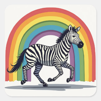 Adesivo Quadrado Rainbow Zebra Sticker