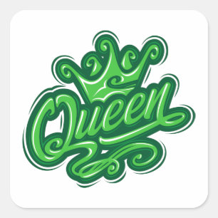 Adesivo Quadrado Rainha com coroa, Design de tipografia