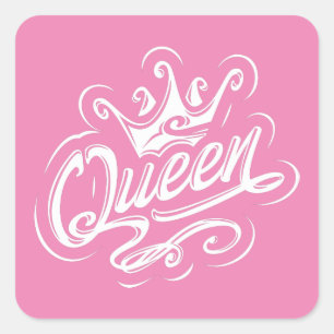 Adesivo Quadrado Rainha com coroa, Design de tipografia