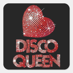 Adesivo Quadrado rainha da discoteca com temas femininos