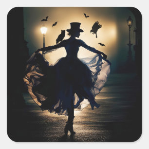 Adesivo Quadrado Rainha do Vodu Halloween Gótico Vitoriano Coruja C