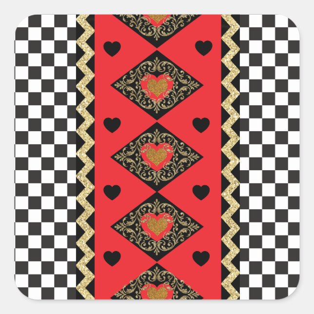 Adesivo Quadrado Rainha dos corações do Halloween (Frente)