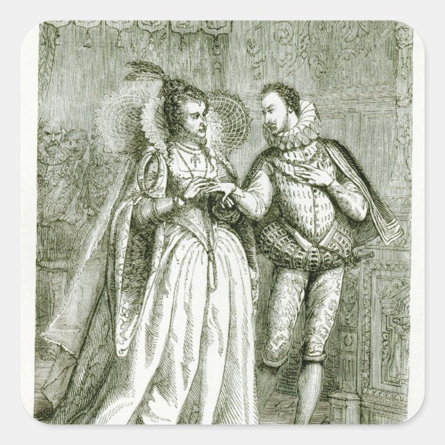 Adesivo Quadrado Rainha Elizabeth e seus Suitors (Frente)