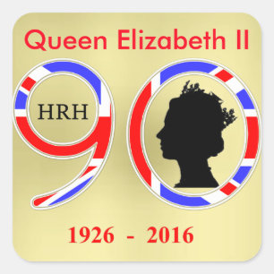 Adesivo Quadrado Rainha Elizabeth II De Inglaterra 90 Birthday