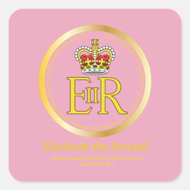 Adesivo Quadrado Rainha Elizabeth II reinante (Frente)