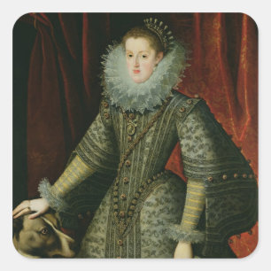 Adesivo Quadrado Rainha Margarita, da Áustria, 1609 (óleo na canvas