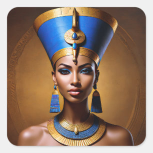 Adesivo Quadrado "Rainha Nefertiti" Linda Rainha Africana