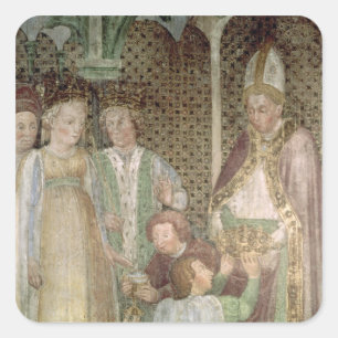 Adesivo Quadrado Rainha Theodolinda e papa Gregory o excelente