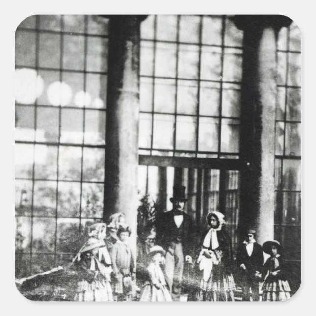 Adesivo Quadrado Rainha Victoria & Prince Albert com seus (Frente)