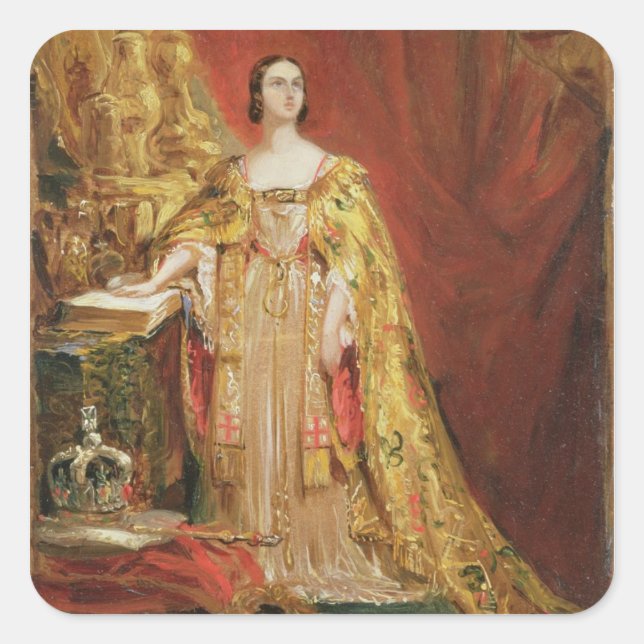 Adesivo Quadrado Rainha Vitória (1819-1901) Tomando a coroação O (Frente)