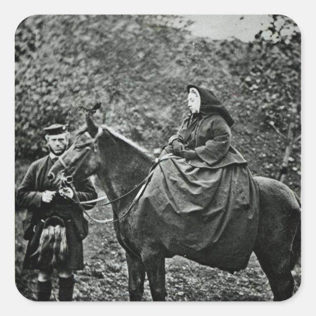 Adesivo Quadrado Rainha Vitória em cavalo em Balmoral, 1863 (Frente)