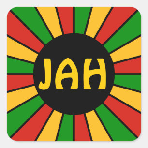 Adesivo Quadrado RAIOS DO BOTÃO DA BANDEIRA DE RASTAFARI + seu