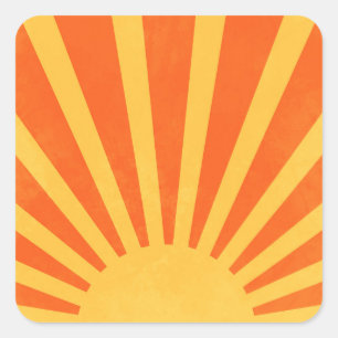 Adesivo Quadrado Raios do Sol Amarelo Laranja Minimalista