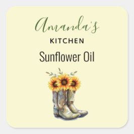 Adesivo Quadrado Raízes de cowboy Russo com Kitchen Sunflower