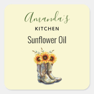 Adesivo Quadrado Raízes de cowboy Russo com Kitchen Sunflower