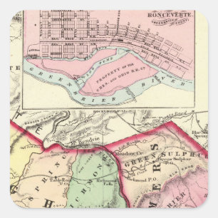 Adesivo Quadrado Raleigh, Mercer, Summers, condados Monroe