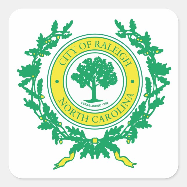 Adesivo Quadrado Raleigh, North Carolina Seal (Frente)