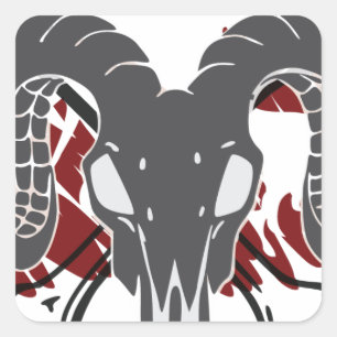 Adesivo Quadrado Ram skull art v1