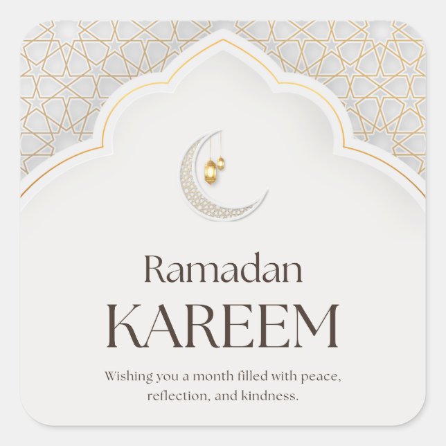 Adesivo Quadrado Ramadan Kareem Lantern & Crescent Art (Frente)