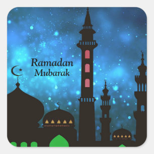 Adesivo Quadrado Ramadan Kareem Tipografia Texto Crescente Islâmico