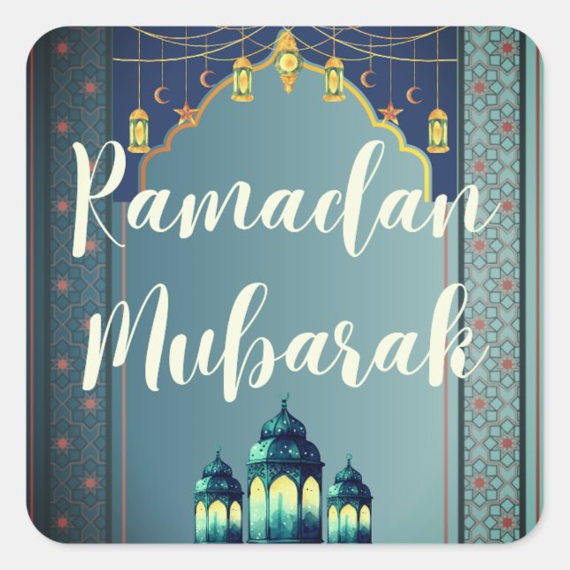 Adesivo Quadrado Ramadan Mubarak Sticker (Frente)