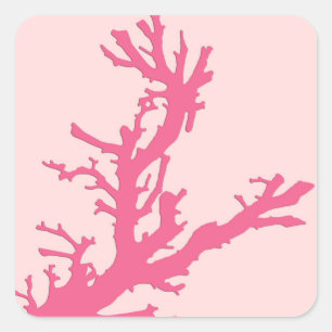 Adesivo Quadrado Ramal de coral - tons cor-de-rosa