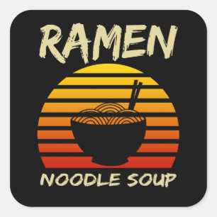Adesivo Quadrado Ramen Noodle Soup Kawaii Japonês Noodles Vintage