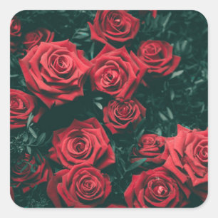 Adesivo Quadrado Ramo de rosas vermelhas
