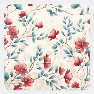 Adesivo Quadrado Ramo Floral Botânico Elegante