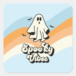 Adesivo Quadrado rancho Ghost retro Halloween Spooky Vibes Azul
