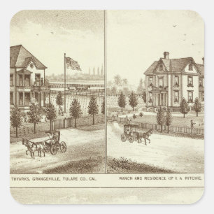 Adesivo Quadrado Ranchos, Grangeville, Cal