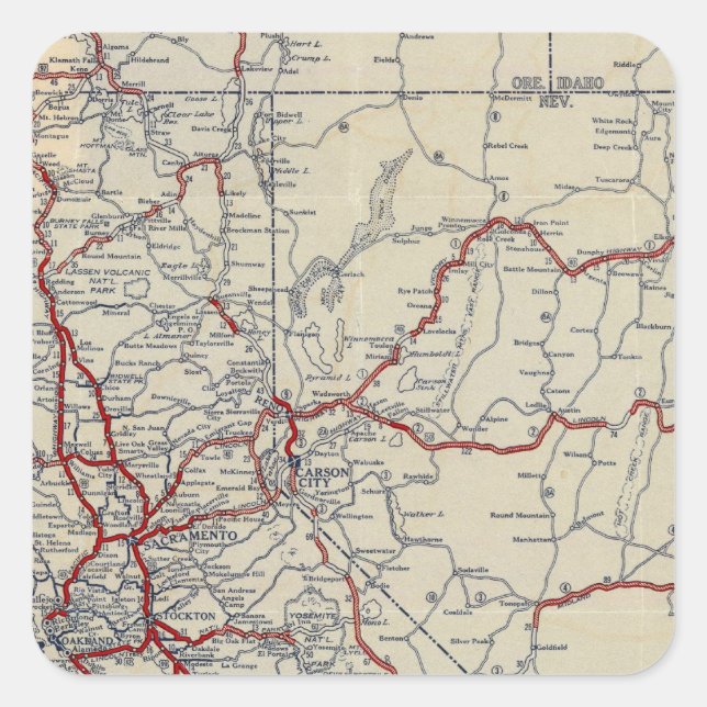 Adesivo Quadrado Rand McNally Junior Road Map California e Nevada (Frente)