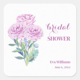 Adesivo Quadrado Ranunculus & Anemones Personalizáveis Chá de Noiva