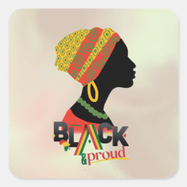Adesivo Quadrado Rapariga Americana Negra E Orgulhosa