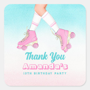 Adesivo Quadrado Rapariga Cilindro Pia e Azul Obrigado