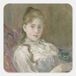 Adesivo Quadrado Rapariga com gato, 1892