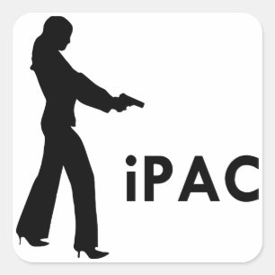 Adesivo Quadrado Rapariga com iPac de Arma