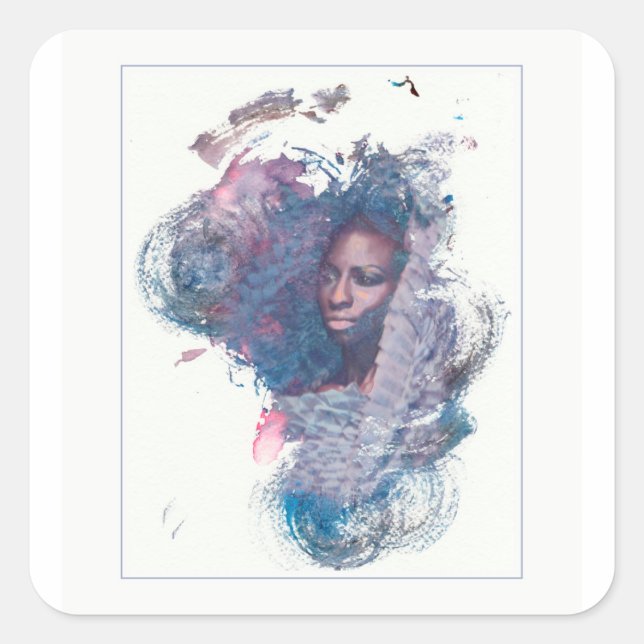 Adesivo Quadrado Rapariga da África (Frente)