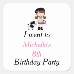 Adesivo Quadrado Rapariga de Brunette Torre Eiffel de Paris 'Eu fui