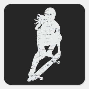 Adesivo Quadrado Rapariga de skate Sk8 Skate de skate Ideia