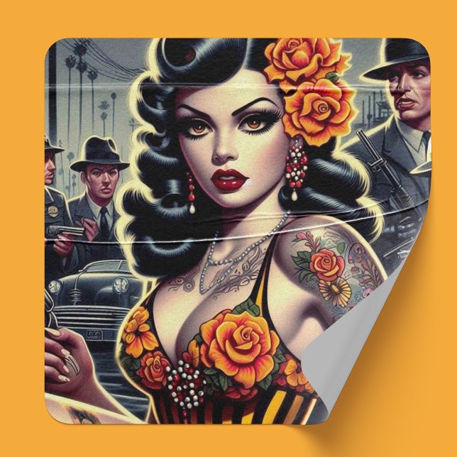 Adesivo Quadrado Rapariga Gótico Fofo Da Antiga Escola (Criador carregado)