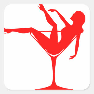 Adesivo Quadrado Rapariga num Copo