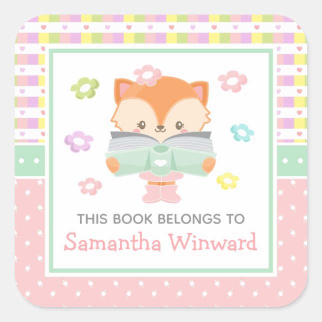 Adesivo Quadrado Rapariga Rosa e Crianças Verdes (Frente)